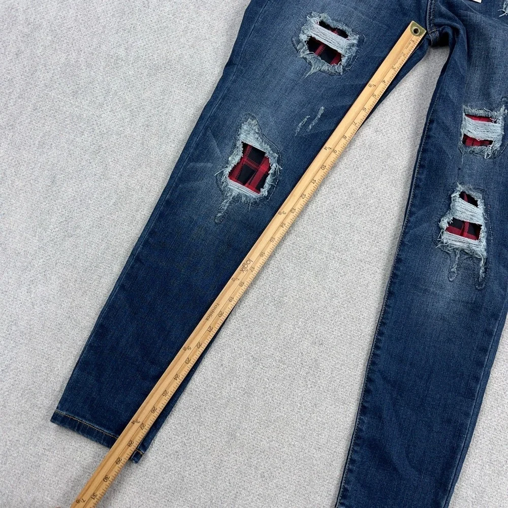 Judy Blue Skinny Jeans Women 15 32 Mid Rise Waist Med Wash Distressed Holes NEW